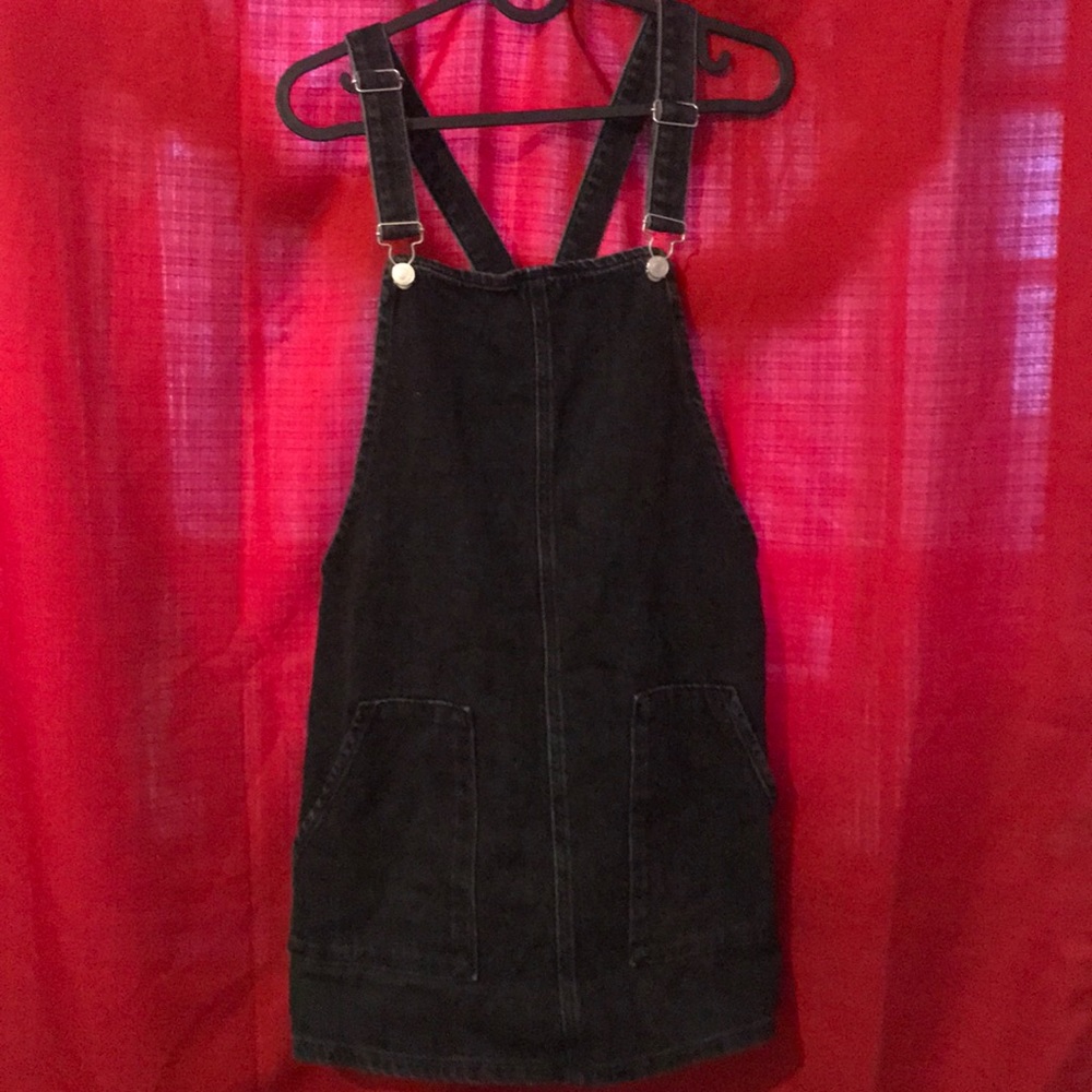 Destressed denim overall dress from Topshop